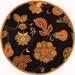 SAFAVIEH Chelsea Desi Floral Wool Area Rug Black/Orange 5 6 x 5 6 Round