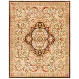 SAFAVIEH Classic Kirsteen Floral Bordered Wool Area Rug Beige/Olive 8 x 8 Round