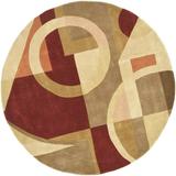 SAFAVIEH Rodeo Drive Clarissa Abstract Geometric Wool Area Rug Beige/Multi 5 9 x 5 9 Round