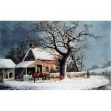 Superstock American Winter Scene A Country Cabin Currier & Ives - 1834-1907 American Poster Print - 18 x 24