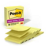 Post-it Super Sticky Dispenser Pop-up Notes 4 in x 4 in Canary Yellow Lined 5 Pads