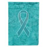 Carolines Treasures AN1201CHF Teal Ribbon for Ovarian Cancer Awareness Flag Canvas House Size Large multicolor