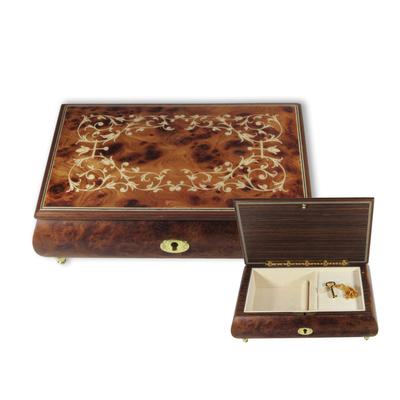 Holz Schmuck Schatulle Spieluhr Arabesque-Ranken exquisites Spielwerk Image