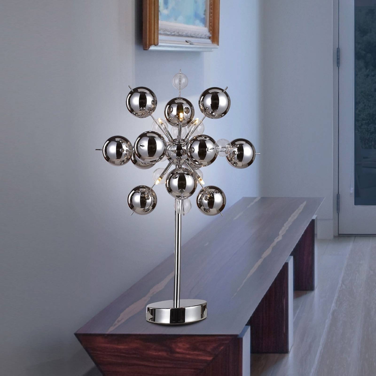 Näve Tischlampe Wakusei, chrom / silber, für Wohn- / Esszimmer, Metall, Modern, Tischlampe