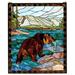 25 W X 30 H Grizzly Bear Stained Glass Window