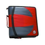 Case It 1.5 Dual D-Ring Zipper Binder with Exterior Pocket 3 capacity Red DUAL-101