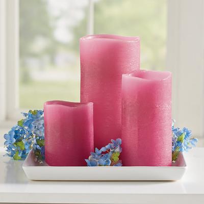 Flameless Textured Battery Operated Candle - Fuchsia, 3