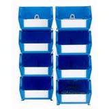 Triton ProductsÂ® LocBin Polypropylene Hanging Bin & BinClip Kits (4) Small 5-3/8 L x 4-1/8 W x 3 H and (4) Medium 7-3/8 L x 4-1/8 W x 3 H