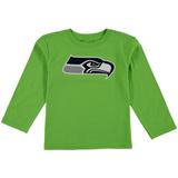 Preschool Neon Green Seattle Seahawks Team Logo Long Sleeve T-Shirt