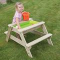TP Toys 285 Wooden Picnic Table Pit Ages 3+ | for Sand, Water and Sensory Play | Arts and Crafts, Kids Garden Furniture and Outdoor Dining, 102 x 61.5 x 49.5 Centimeters
