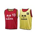 Ram Rugby Reversible Numbered Training Bibs Set of 15 (Senior and Red/Yellow) - Suitable for Contact Training