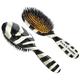Rock & Ruddle Natural Mixed Boar Bristle Hair Brush for Women and Kids (Large, 21cm) - Perfect for Wet or Dry Hair, Detangling Smoothing Blowdrying - Designed & Made in UK - Zebra Print Design, Large