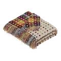 Bronte 100% Pure Lambs Wool Sofa Throw Blanket - Beige Multi Spot Check Design