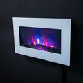 2024 TRUFLAME WHITE FLAT GLASS LED WALL MOUNTED ELECTRIC FIRE - PEBBLES AND LOGS!