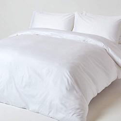 HOMESCAPES White Organic Cotton Duvet Cover Set Single 400TC 600 Thread Count Equivalent Quilt Cover Bedding Set Pillowcase Included