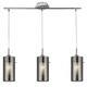 Searchlight 3303-3SM Duo 1 Satin Silver Triple Lamp Bar Pendant Ceiling Light with Smoked Outer Glass