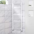 Warmehaus Contemporary Curved Heated Bathroom Towel Rail Radiator Rad 1500 x 600 - White