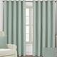 HOMESCAPES Duck Egg Blue Luxury Linen Curtains Pair 117cm (46") Wide x 137cm (54") Drop. Modern Ring Top Eyelet Fully Lined Curtains. FREE SWATCHES