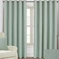 HOMESCAPES Duck Egg Blue Luxury Linen Curtains Pair 167cm (66") Wide x 182cm (72") Drop. Modern Ring Top Eyelet Fully Lined Curtains. FREE SWATCHES