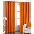 Pair Of Plain BRIGHT ORANGE Eyelet Ring Top BLACKOUT/DIMOUT Curtains 55" wide x 90" drop