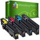 Printing Pleasure 4 (FULL SET) Compatible Dell C2660/C2665 Toner Cartridges for Dell C2660DN C2660DNF C2660N C2665DN C2665DNF - Black/Cyan/Magenta/Yellow, High Yield