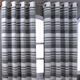 HOMESCAPES Grey Black White Eyelet Curtain Pair 167cm (66") Wide x 182cm (72") Drop Morocco Stripe Design Ring Top Curtain Pair