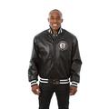 Men's JH Design Black Brooklyn Nets Domestic Team Color Leather Jacket