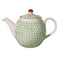 Bloomingville Ceramic Teapot Emma - Colorful Size ø 14 cm L 9.5'' W 5.5'' H 6.25'' - Content 40 fl oz - Content 1200 ml, Stoneware, Green