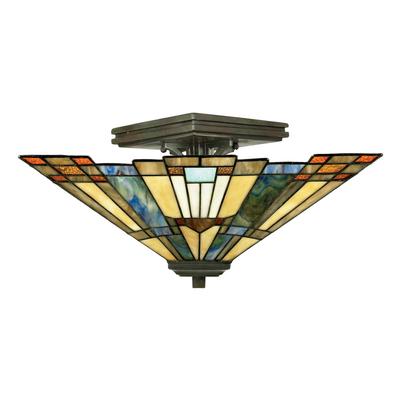 QUOIZEL Deckenleuchte Inglenook mit buntem Glas Image