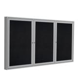 Ghent s 48 x 96 3 Door Enclosed Rubber Bulletin Board in Black