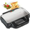 Andrew James Electric Deep Fill Toasted Sandwich Maker Grill, 4 Slice Triangle Press with Cool Touch Handle, Non-Stick Plates for Thick Cheese Toasties, 900W, For Large Deep Filled Toasted Sandwiches