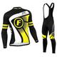 FDX Men's Winter Cycling Suit - Italian Thermal Roubaix Windproof Clothing Set - Long Sleeve Jersey with 3D Padded Bib Tight Suits for Biking, Bicycle Riding, Outdoor Sports (Yellow-S)