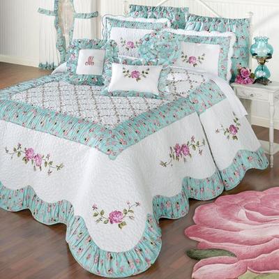 Rose Garden Grande Bedspread White, Queen, White