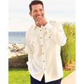 Blair Men's John Blair® Long-Sleeve Linen-Look Pilot Shirt - White - 2XL
