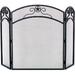 Dagan S165 3 Fold Arched Wrought Iron Screen Black