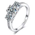 Sreema London 925 Sterling Silver Brilliant Round Cut Crystals Engagement/Wedding Ring(N)