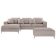 Ecksofa Beige Polsterbezug L-Förmig Rechtsseitig Modern Zierkissen Ottomane Wohnzimmer