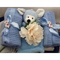 Luxury Newborn Baby Boy Blankets Hamper - Free Gift Wrapping & Free Message Option