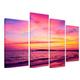 Art_Depot_Outlet PICTURE - Multi Split Panel Canvas Artwork Art - Sunset Over Beach Sea Ocean Waves Purple and Pink Sky 4 Panel - 101cm x 71cm (40"x28")