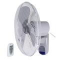 16" 40cm Oscillating Wall Mounted Air Cool Fan with 3 Speed Settings, Timer & Remote Control in White