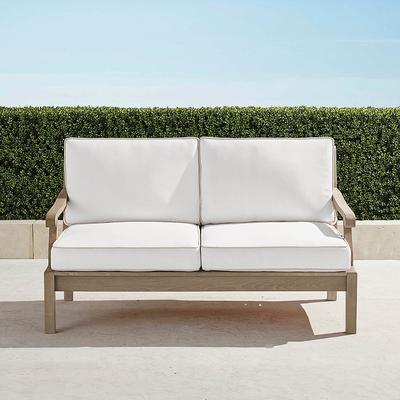 Cassara Loveseat with Cushions in Weathered Finish - Performance Rumor Snow, Standard - Frontgate