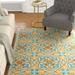 Blue/Orange 60 x 1 in Area Rug - Charlton Home® Equelle Handmade Rug Ivory & Blue Polyester | 60 W x 1 D in | Wayfair CHLH2447 26429970