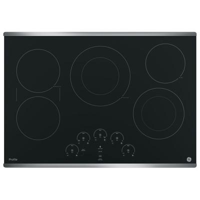 GE Profile Series 30" Built-In Electric Cooktop - Stainless Steel-on-Black - PP9030SJSS