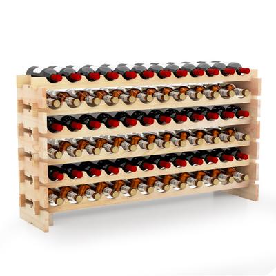 Costway Wooden Bottle Rack Wine Display Shelves for 72 Bottles