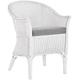 korb.outlet Rattan Chair Natural Rattan Dining Chair Wicker Chair Rattan Chair with Armrests Conservatory Wicker Lounge Chair Country House (White with cushion)