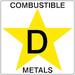 BRADY 95221 Label,D Combustible Metals,3in.Hx3in.W