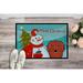 Caroline's Treasures Snowman w/ Longhair Dachshund Non-Slip Outdoor Door Mat Synthetics in Red/Green/Blue | 18 W x 27 D in | Wayfair BB1834MAT