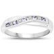 The Diamond Ring Collection: 9ct White Gold 0.25ct Tanzanite & Diamond Channel Set Crossover Eternity Ring, Valentines Day (Size U)