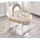 ELEGANT BABY Kinder Valley Beary Nice Cream Palm Moses Basket with White Rocking Stand, Adjustable Hood, Fibre Mattress & Padded Liner