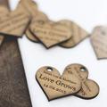 Rustic Charm Personalised 4cm Wooden Heart Wedding Favours, for Invites or Decorations. (100)
